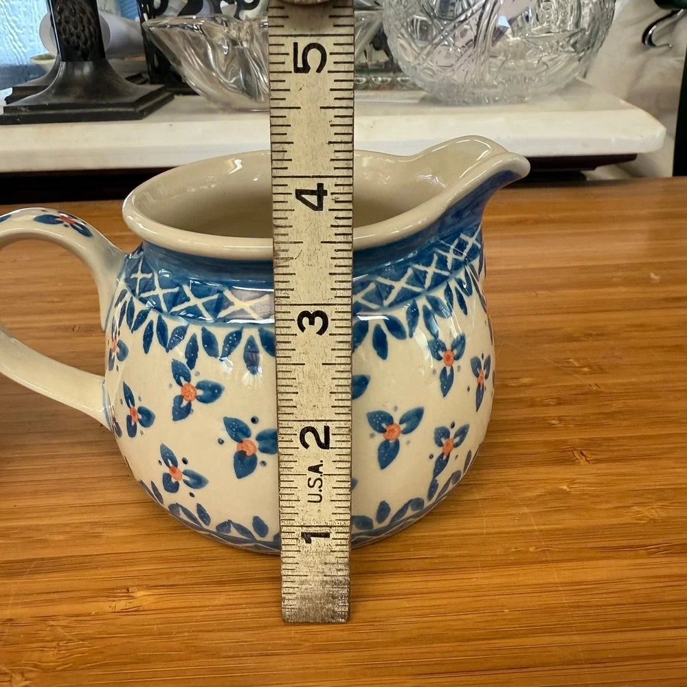 WIZA Boleslawiec Polish Pottery Cream Pitcher + Open‎ Bowl Flawless Condition